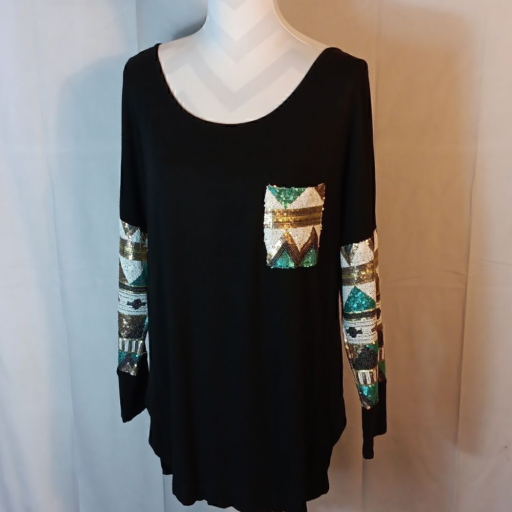 Pink Owl Sequined Aztec Women's Top